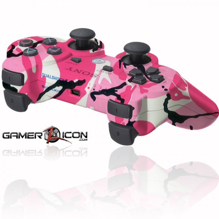 PS3 rapid fire controller pink camo