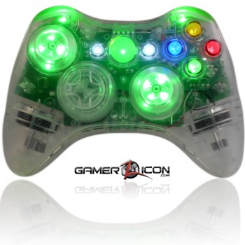 Xbox 360 Crystal Green Controller With LED Thumbsticks