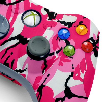 Xbox 360 pink camo modded controller