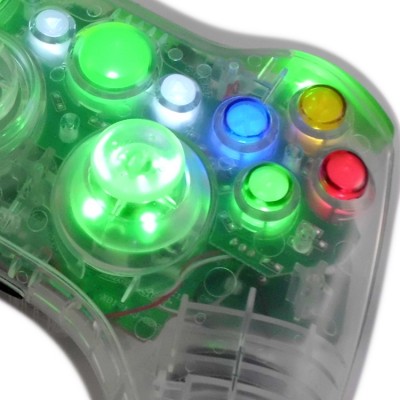 Xbox Crystal Green Modded Controller With LED Thumbsticks