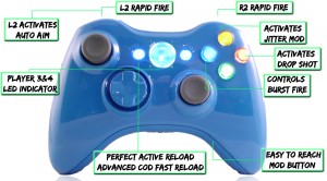 xbox 360 10 mode modded controller Blue Blood