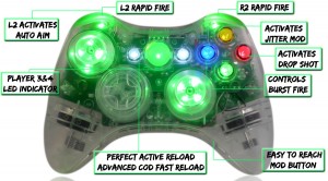 xbox 360 10 mode modded controller Crystal Green With LED Thumbsticks