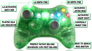 xbox 360 10 mode modded controller Crystal Green
