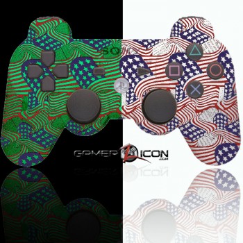 PS3 American Flag Glow In the Dark Modded Controller