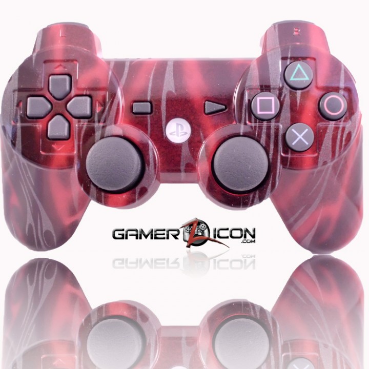 PS3 Modded Controller Red Flames