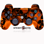 PS3 Modded Controller Orange Skull