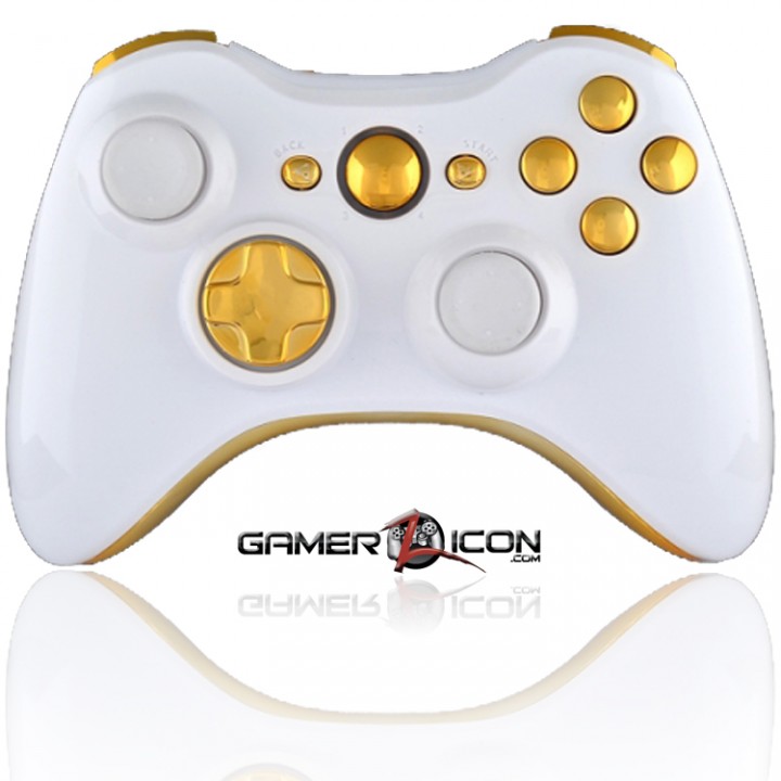 Xbox 360 Modded Controller Polished White & Gold