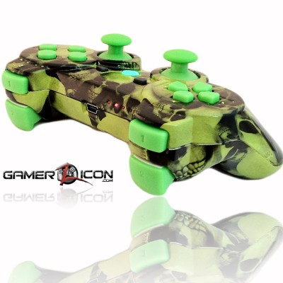 PS3 All Skull Green Rapid Fire Controller