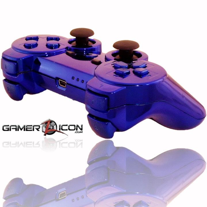 PS3 All Chrome Blue Rapid Fire Controller