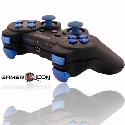 PS3 Charcoal Black Chrome Blue Rapid Fire Controller