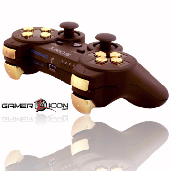 PS3 Charcoal Black Chrome Gold Rapid Fire Controller