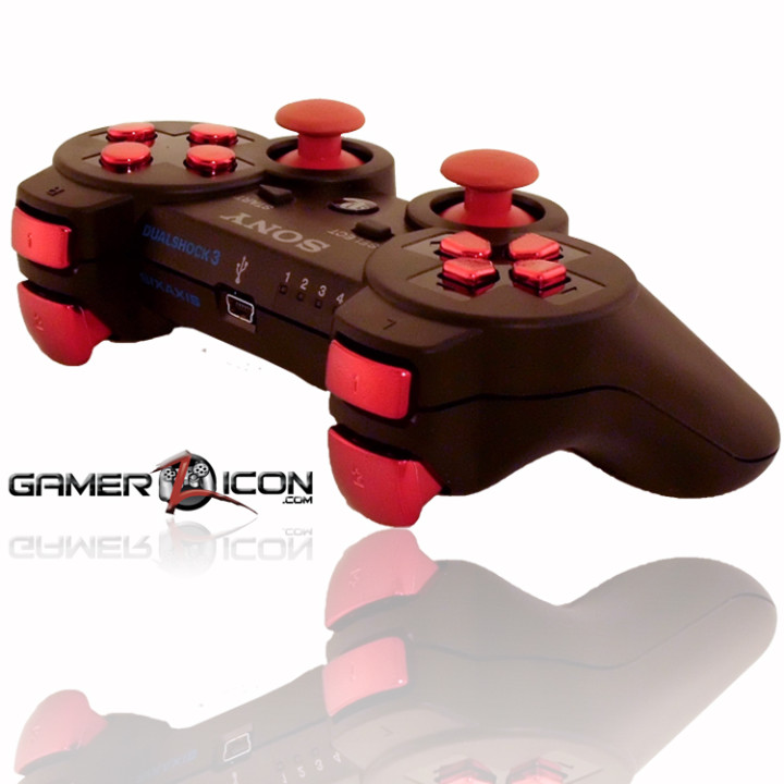 PS3 Charcoal Black Chrome Red Rapid Fire Controller