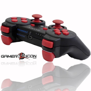 PS3 Charcoal Black Red Rapid Fire Controller