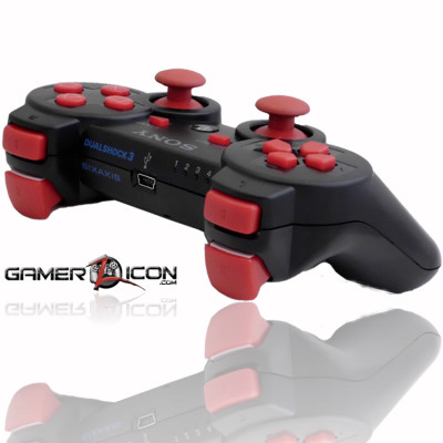 PS3 Charcoal Black Red Rapid Fire Controller