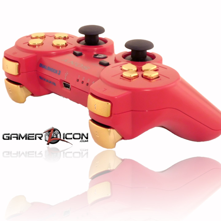 PS3 Deep Red Gold Rapid Fire Controller