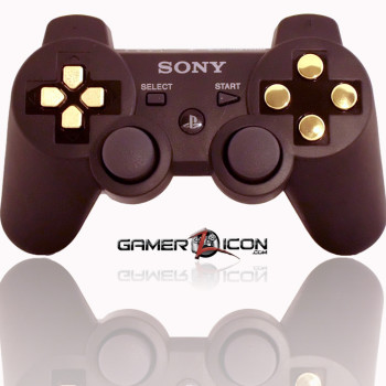 PS3 Modded Controller Charcoal Black Chrome Gold