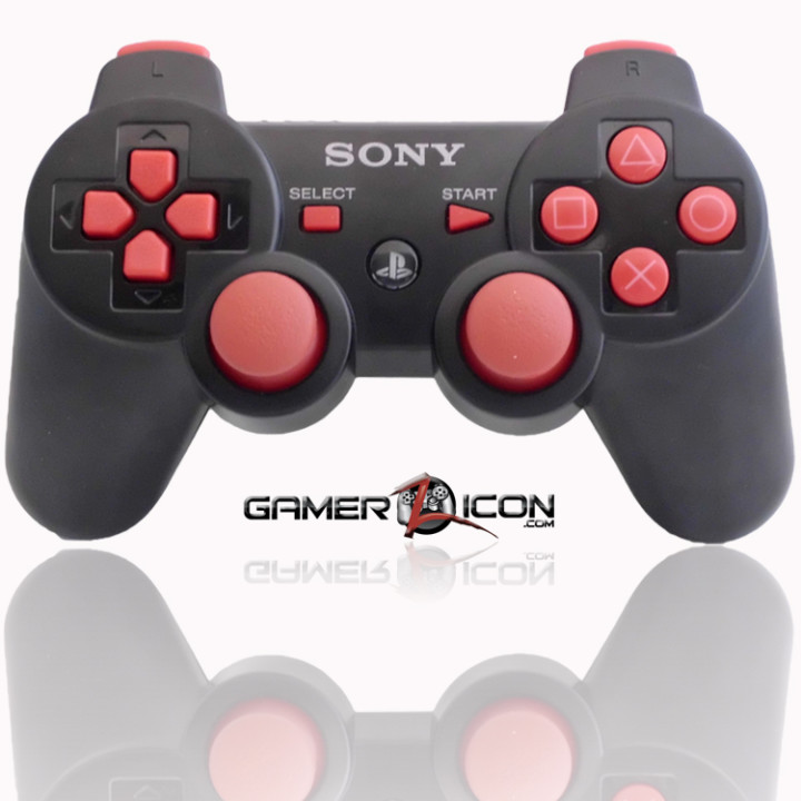 PS3 Modded Controller Charcoal Black Red