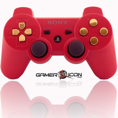 PS3 Modded Controller Deep Red Gold