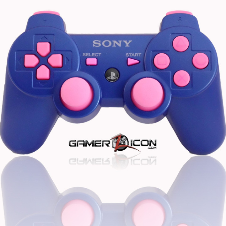 PS3 Modded Controller Metallic Blue Pink