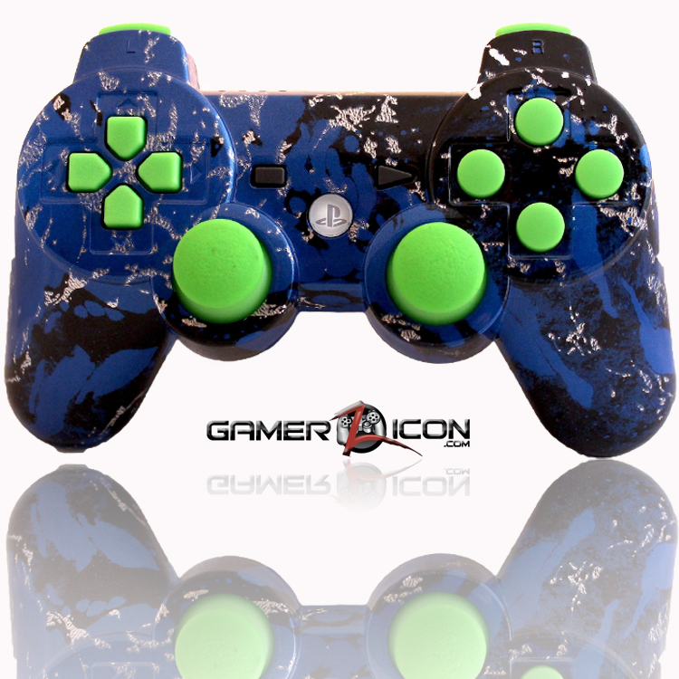PS3 Modded Controller Savage Blue Green