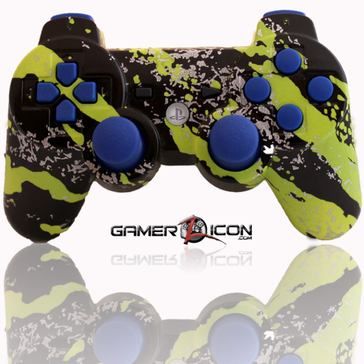 PS3 Modded Controller Savage Green Blue