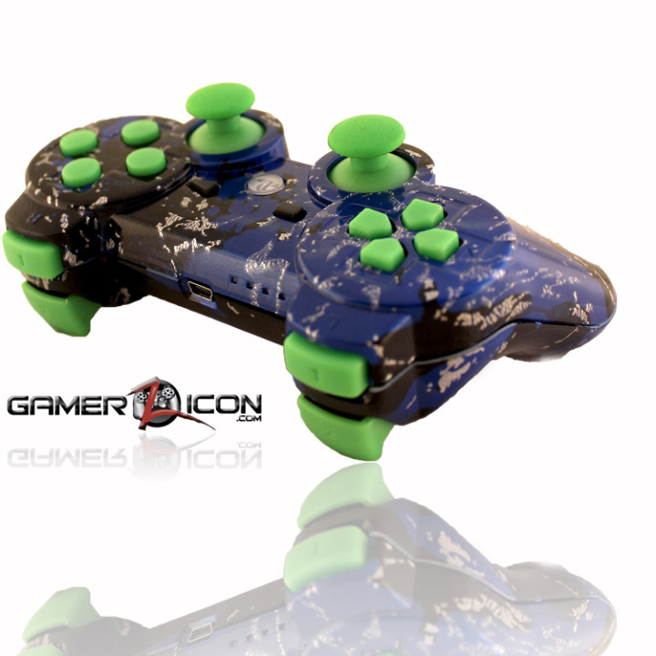 PS3 Savage Blue Green Rapid Fire Controller