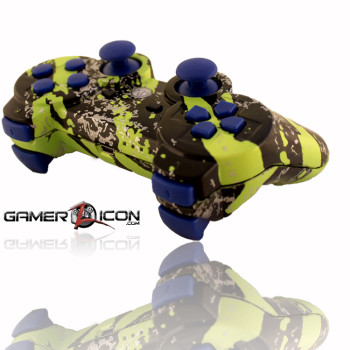 PS3 Savage Green Blue Rapid Fire Controller