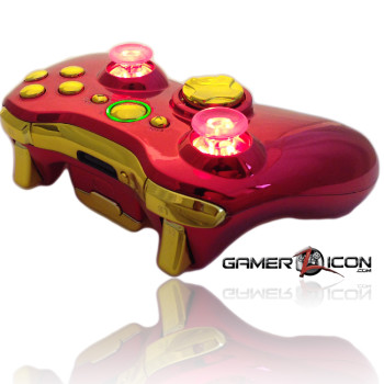 Xbox 360 Chrome Red Gold Raptor Fire Controller