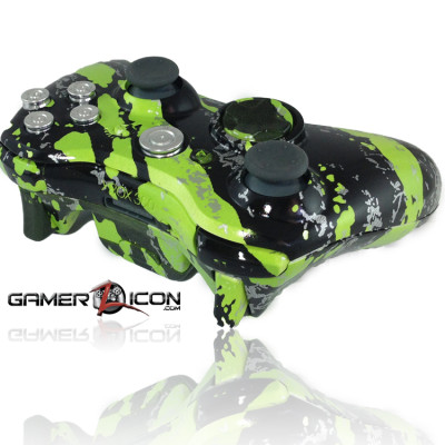 Xbox 360 Savage Green Modded Controller Chrome Bullet Edition