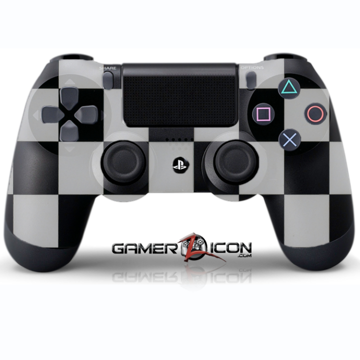 PS4 Black White Checker Controller
