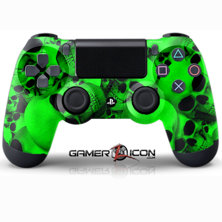PS4 Skull Green Controller
