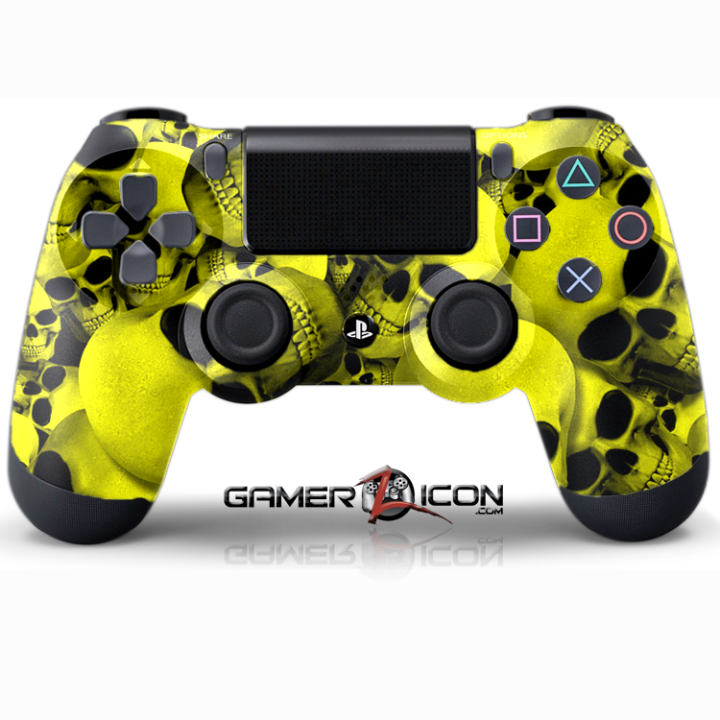 PS4 Skull Yellow Controller