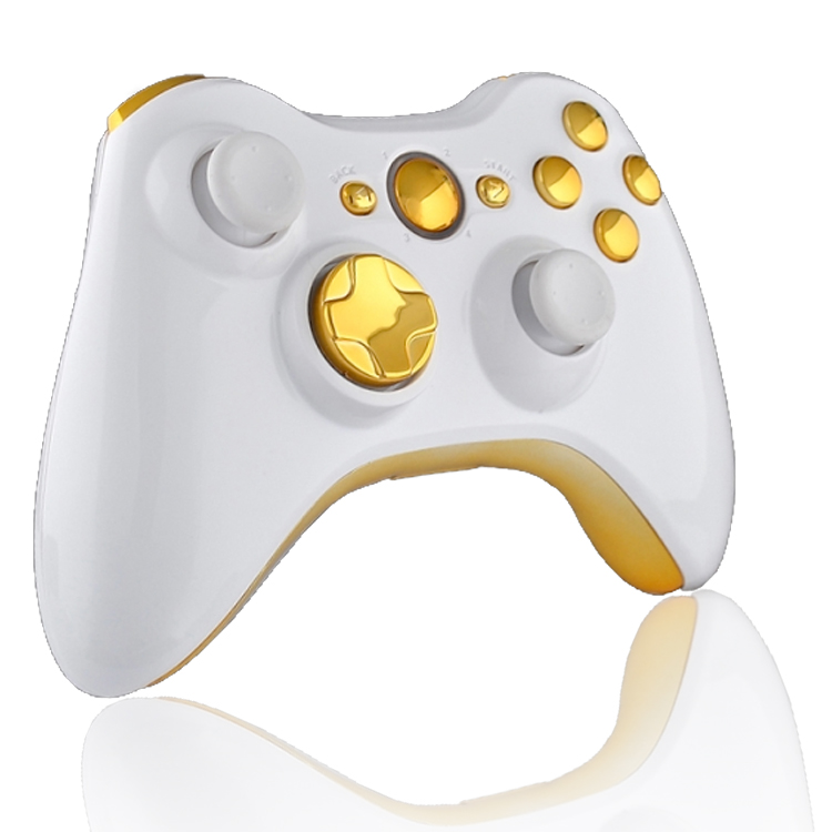 Xbox 360 Modded Controller Polished White  Gold