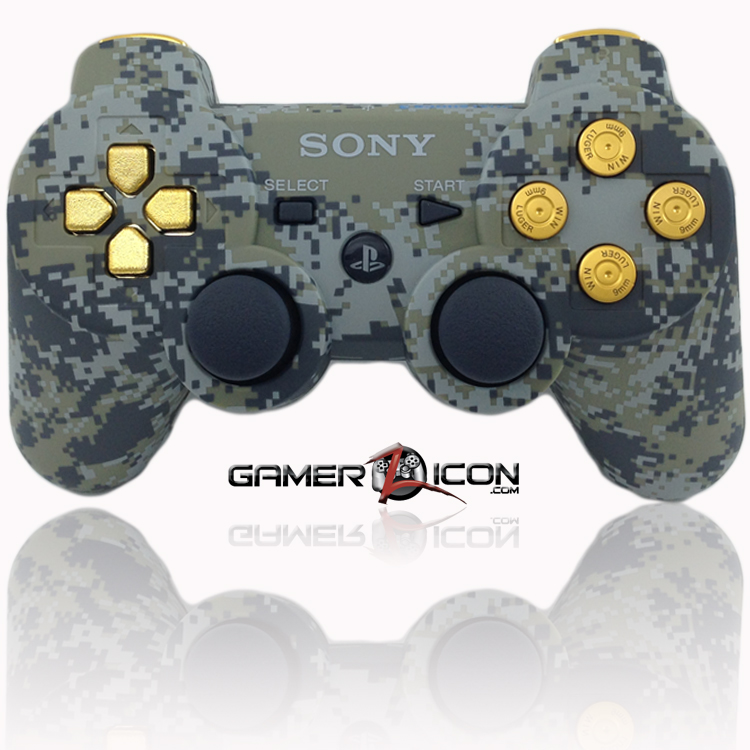 PS3 Modded Controller Urban Camo Gold Bullet Buttons